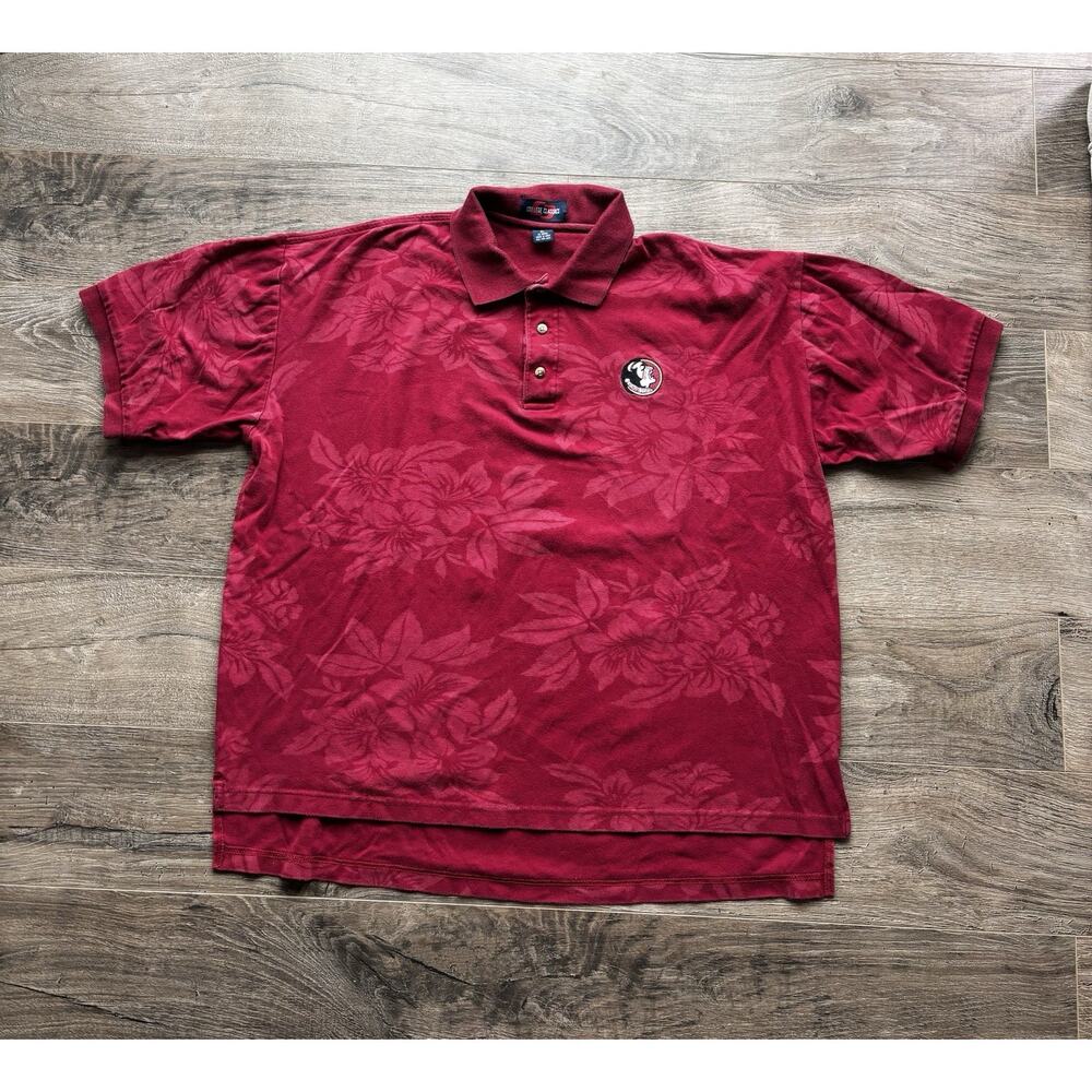 College Classics Florida State Seminoles Men’s XL Red Hawaiian Cotton Polo Shirt